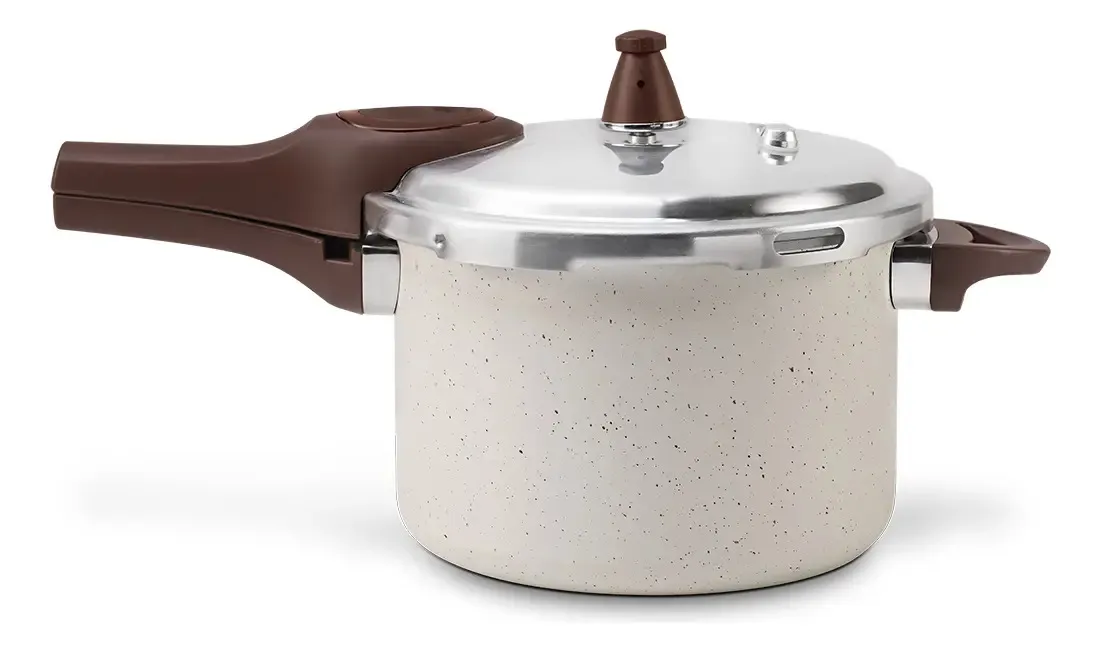 Panela de pressão cerâmica Vivaci cor Vanilla vista de frente